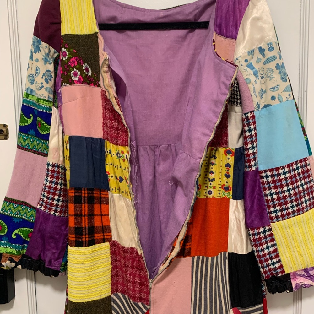 Vintage Handmade 1970s Patchwork Quilt Dress - Picture 8 of 11
